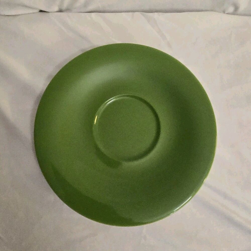 2 Kahla Green 7 inch Saucers, Vintage Espresso Plates, Made In Germany Porcelain
